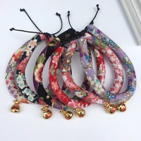 120pcs lot personalized cat collar%c2%a0soft printed fabric bell comfortable pet collar adjustable dog necklace