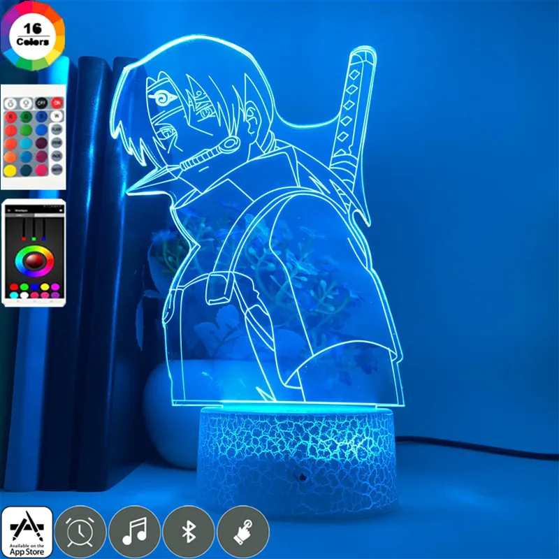 Ночник Наруто с 3D рисунком Итачи и учихи из аниме светодиодный светильник для