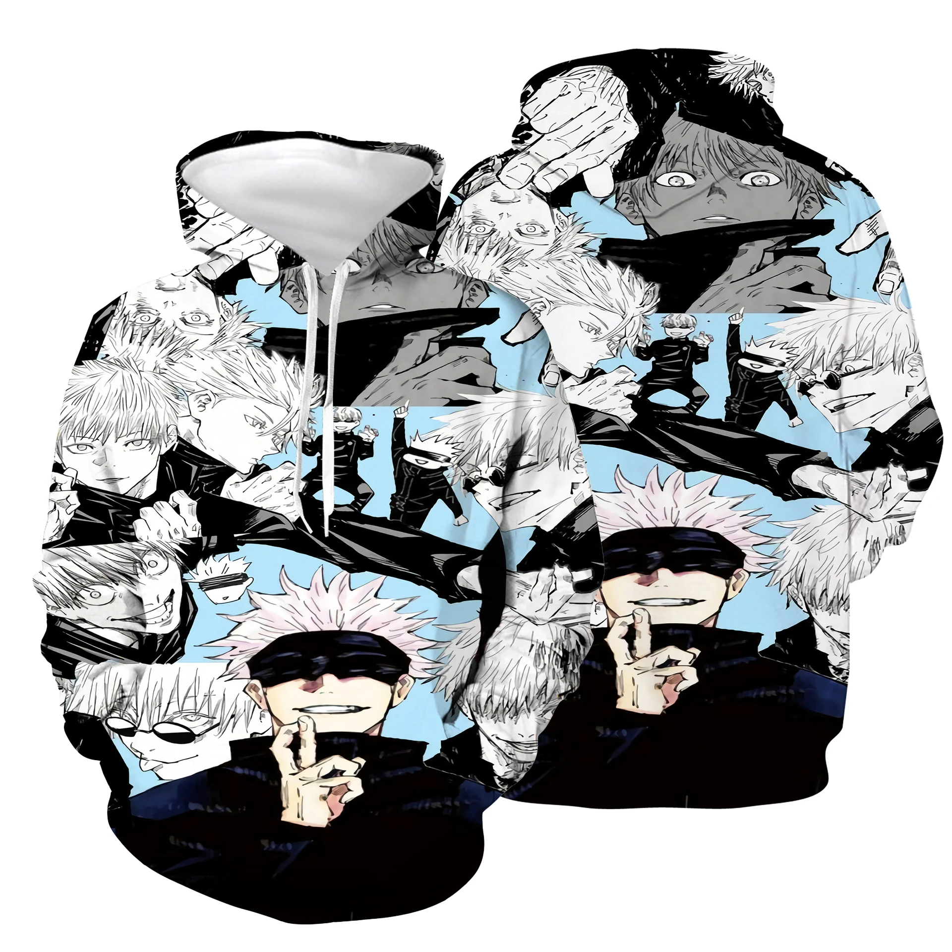 

New Anime Jujutsu Kaisen Blue Hoodies Gojo Satoru Casual Anime Men Hoodie Cosplay Costume Sweatshirt Streetwear Top Sweatshirt