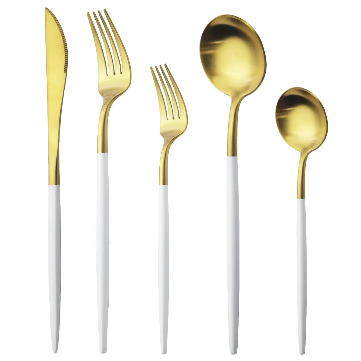 5 шт./компл. из белого золота набор столовых приборов 18/10 Нержавеющая сталь посуды