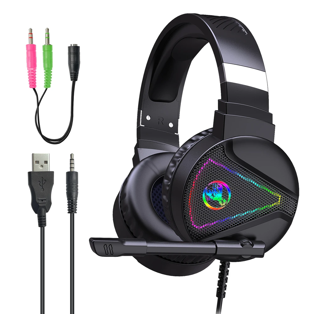 

Gaming Headset Bass Game Earphone Headphone with Mic RGB LED Light for Computer PC Switch For PS4 Xbox Gamer 50~10KHz 1PC