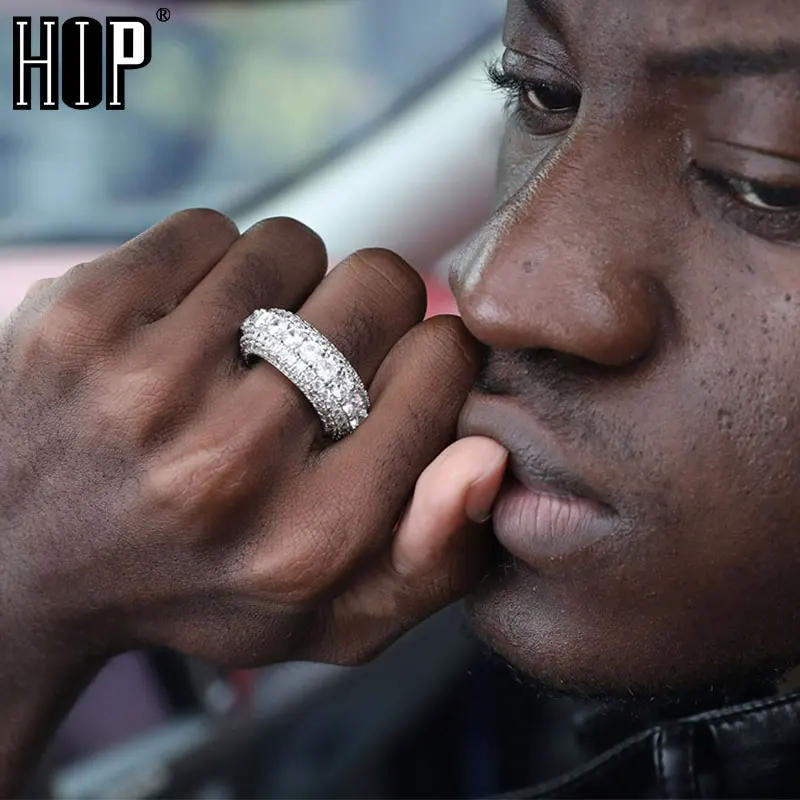 Кольцо мужское в стиле хип хоп 5 рядов с фианитом|Кольца| |