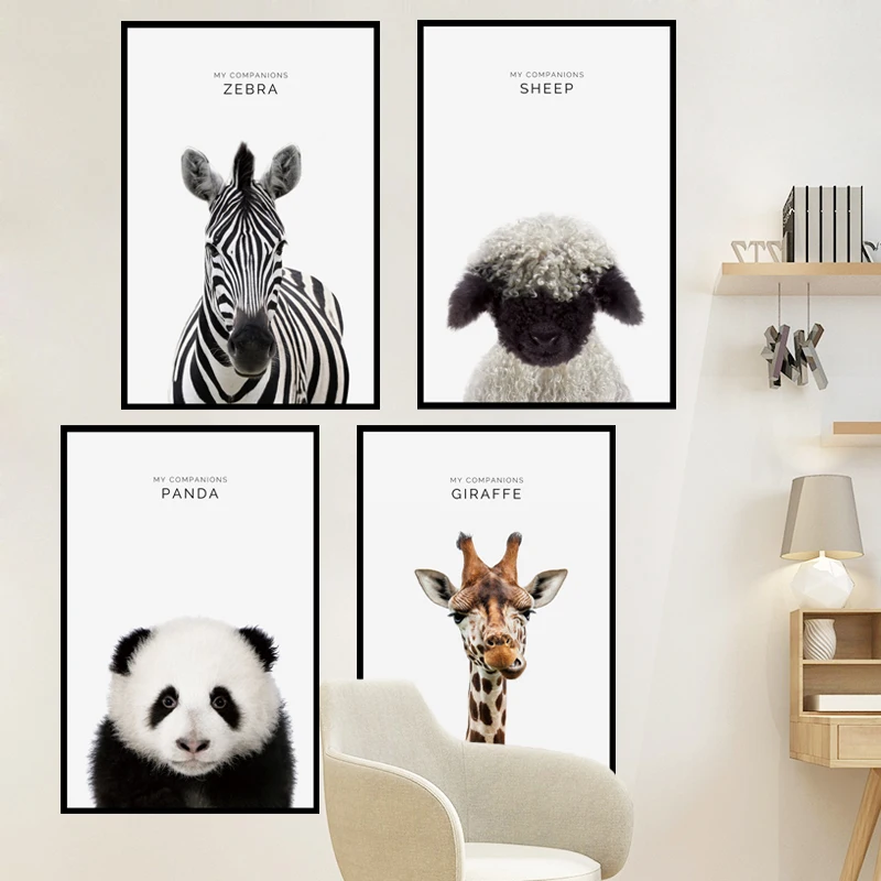 Панда Зебра овца Жираф Современное украшение дома Наклейка на стену гостиная