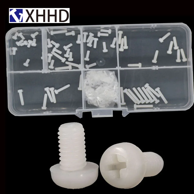 Белая нейлоновая головка M2 крестовые винты круглые пластиковые шестигранные