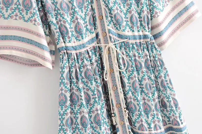 Женское богемное пляжное платье макси винтажное шикарное с цветочным принтом и