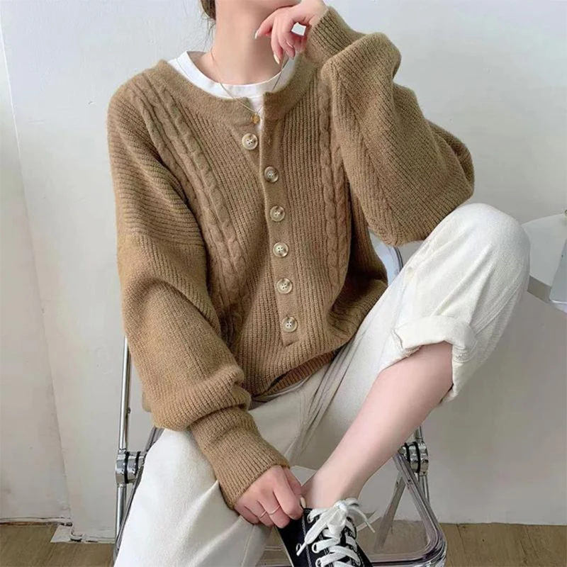 2021 зимние женские толстый свитер для женщин большой кардиган на пуговицах Уютная