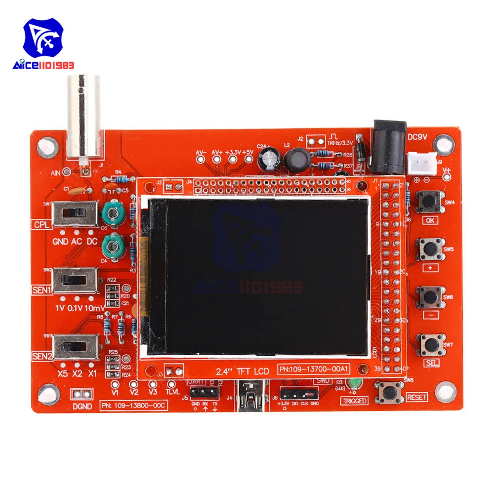 Diymore Полностью Собранный цифровой осциллограф SMD 2," TFT lcd 1Msps 12 бит чипы аллигатора зонд для Arduino DSO138 осциллограф