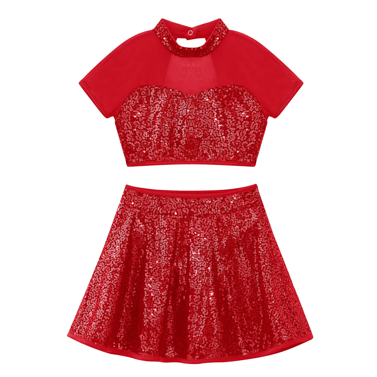 Девушки 2 шт. блестки гимнастическое катание современный джаз платье для