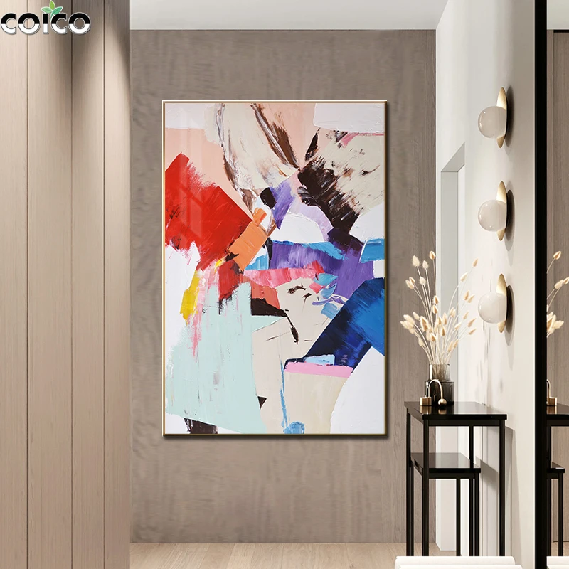 

Abstract Geometric Color Block Art Print Canvas Painting Home Decor Poster Nordic Modern Red Scandinavian Wall Painting Picture