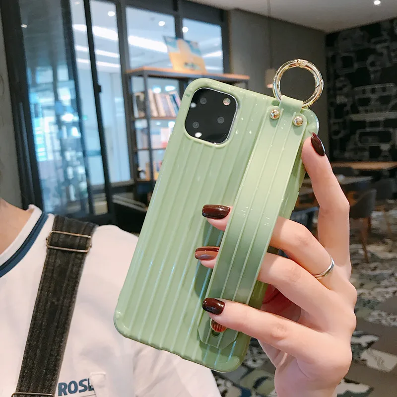 XR X Suitcase Style Case for iPhone 11 Pro Max XS 6 7 8 Plus Soft TPU Phone Capa with Wrist Strap Kickstand Function Back Cover |