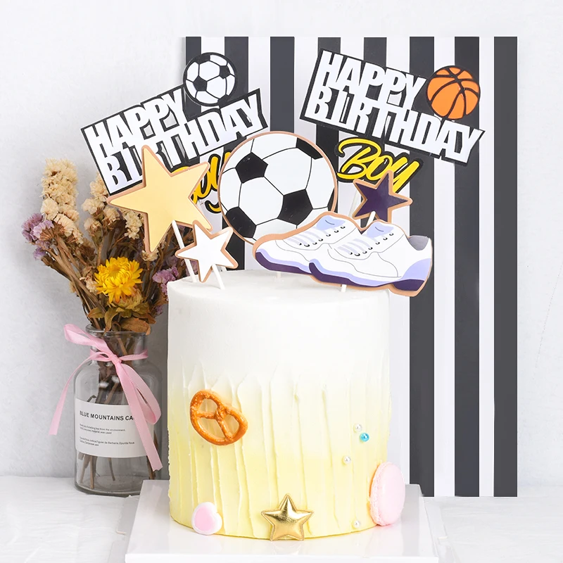 Cakelove 1 комплект баскетбол футбол спортивные темы торт Топпер Мальчики украшение для торта ко дню рождения счастливое украшение для именинного торта вечерние принадлежности