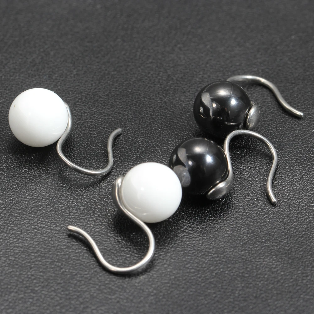 

Ceramic Ball Stud Earrings Simple Style Black White Candy Ceramic Ear Acupuncture Earrings for Women