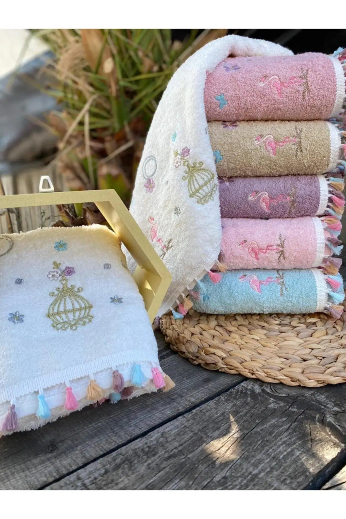 

6 шт., полотенце для ванной с вышивкой