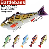 battlebass 14cm 40g multi jointed swiming lures bass fishing with no 4 hooks sinking in ocean river lake for trout perch zander