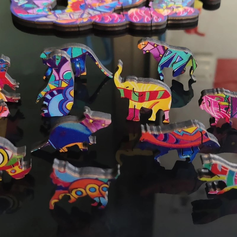 

Unique Shape Animal Cat Shaped Wooden Jigsaw Puzzles Decompression Assembling F3ME