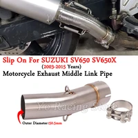 slip on for suzuki sv650 sv 650 sv650x 2003 2015 motorcycle exhaust escape modified mid link pipe connecting 51mm moto muffler