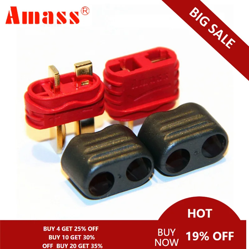 50 пара/лот Amass T разъем Deans с корпусом оболочки для RC Lipo батареи скидка 30%|Детали и