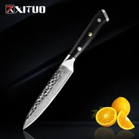 xituo damascus knives chef knife japanese kitchen knife damascus vg10 stainless steel utility knives 5 ultra black g10 handle