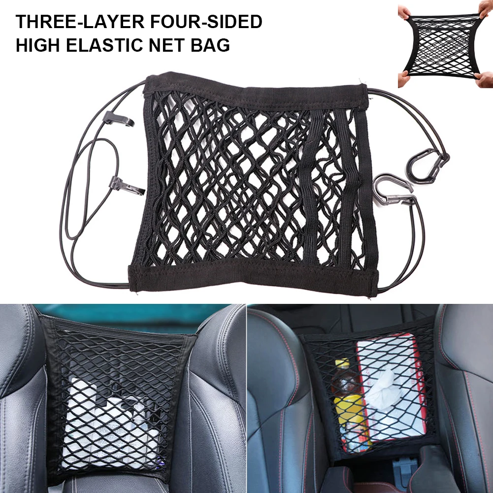 

Car Interior Trunk Seat Back Elastic Mesh Net Car Styling Storage Bag Pocket Cage velcro Grid Pocket Holder Car Accessories