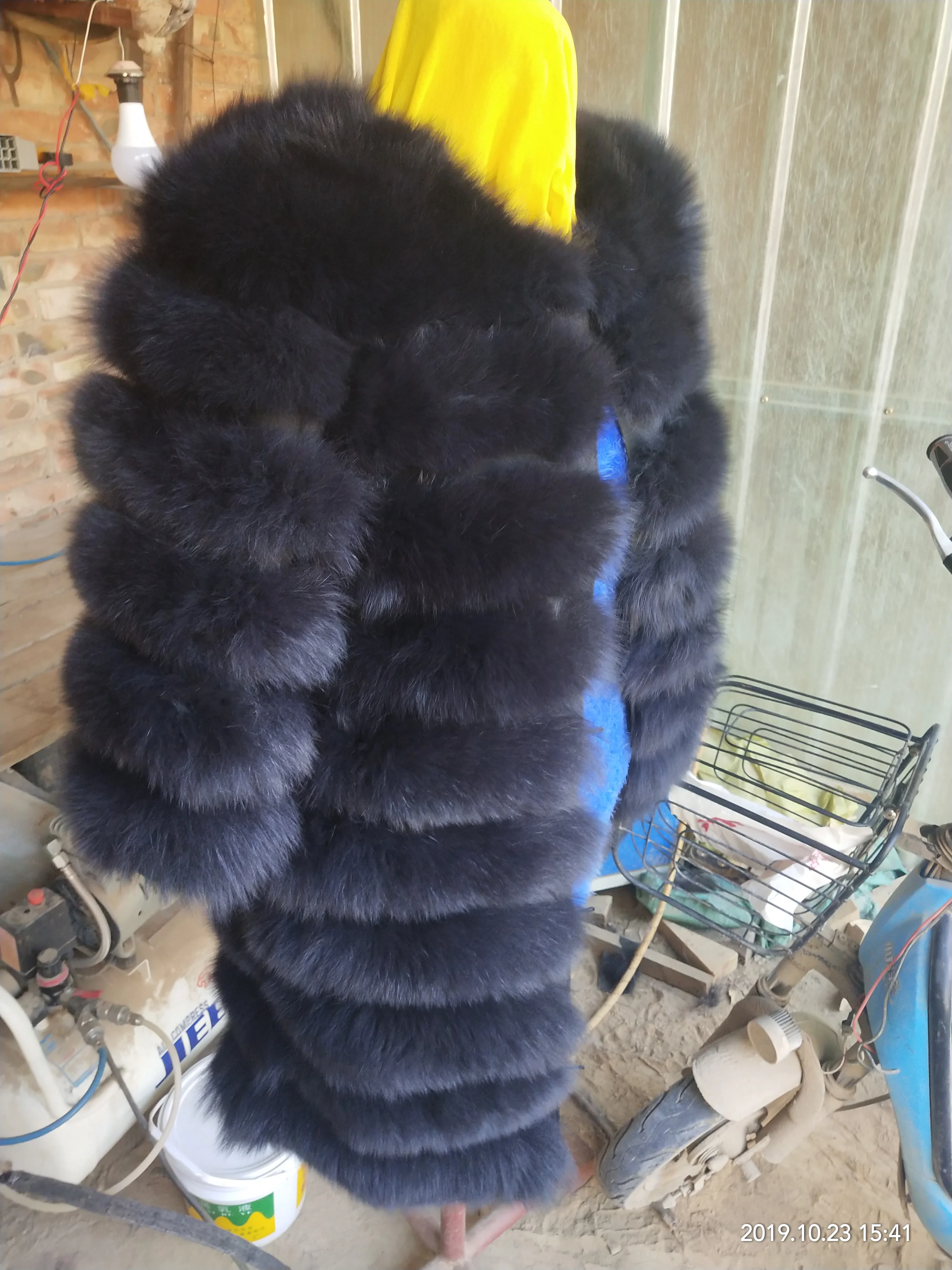 2021 Natural Fox Leather Ladies Coat Winter Ladies Fashion Warm Natural Fox Leather Coat 90-70cm removable sleeves removable for