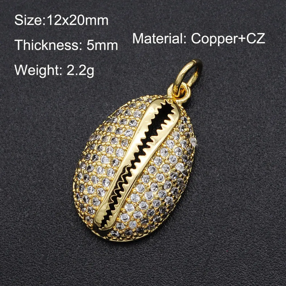 

Медная подвеска в виде ракушки из циркона с микроинкрустацией, аксессуары для украшений «сделай сам» с микроинкрустацией, позолоченная под...