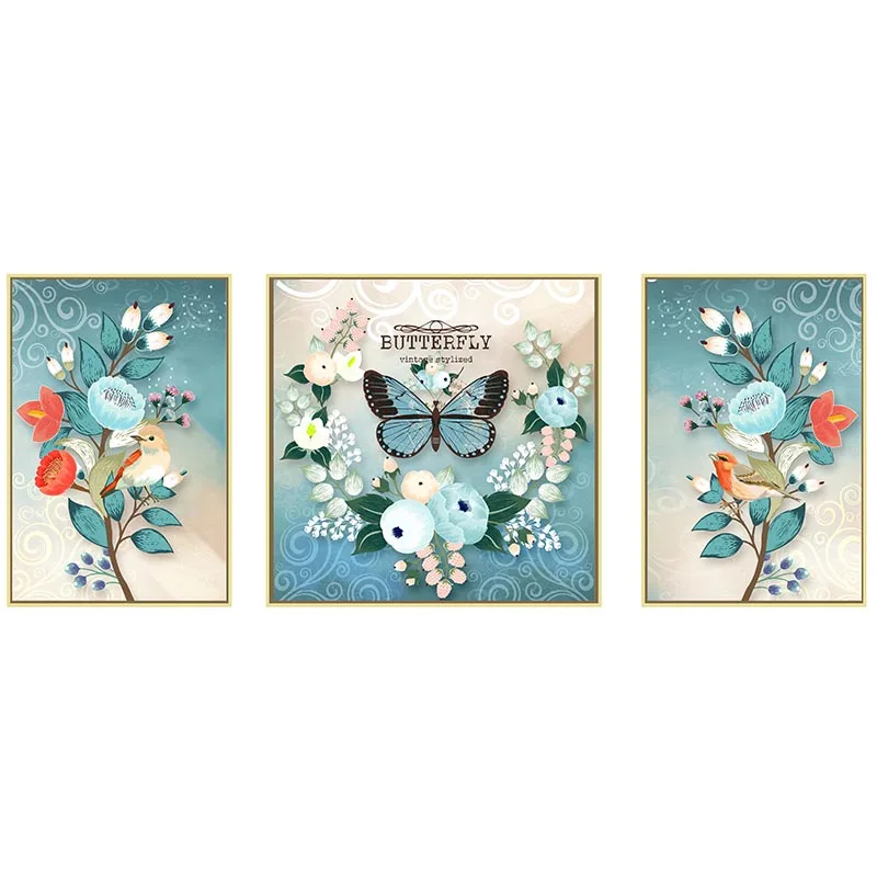 

3 шт./lDIY 5D алмазная живопись синий цветок Алмазная вышивка бабочка вышивка крестиком Круглая Мозаика Декор для дома подарок