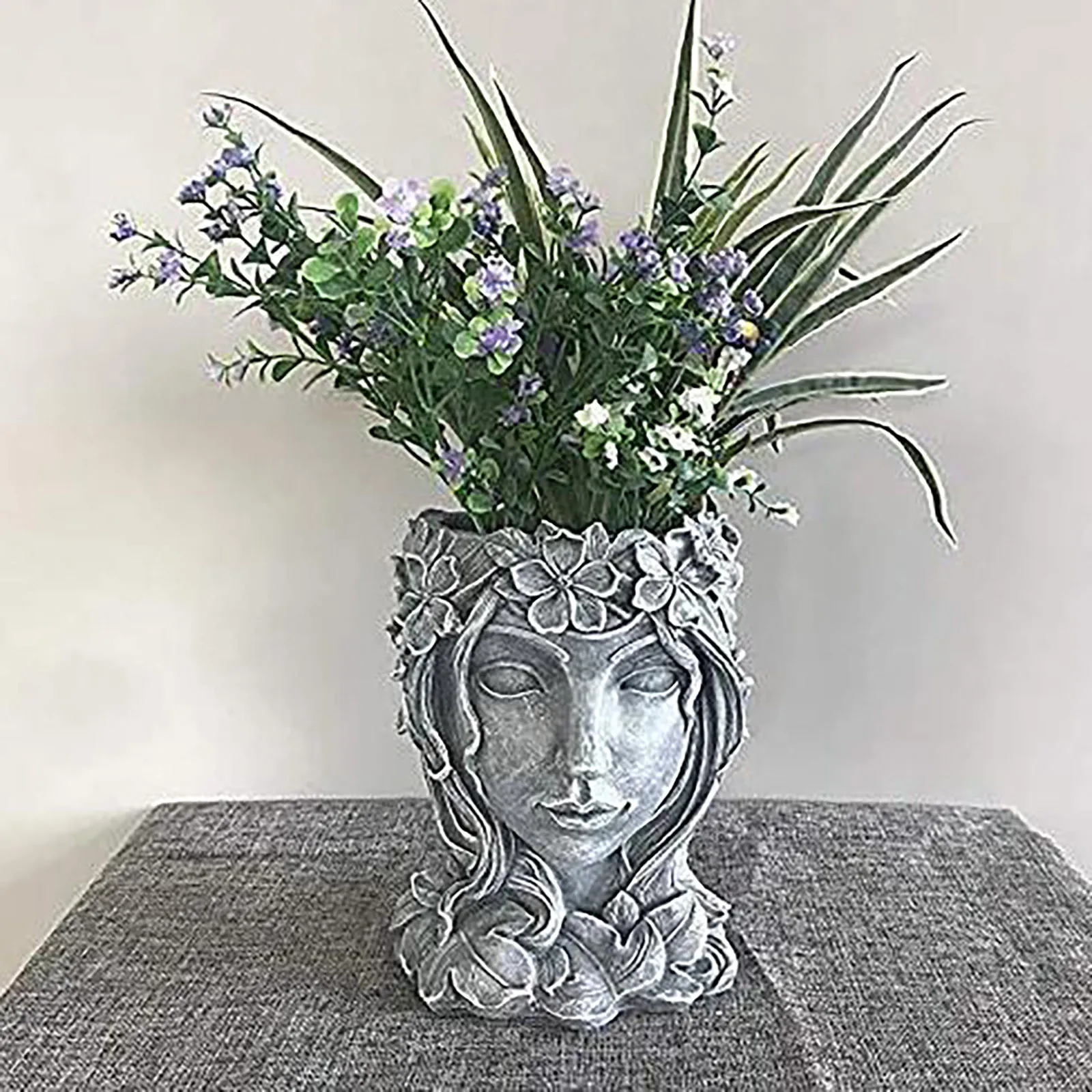 1pcs Greek Flower Head Planter Face Pot Decorative Girl Art Statue Indoor Outdoor Home | Дом и сад
