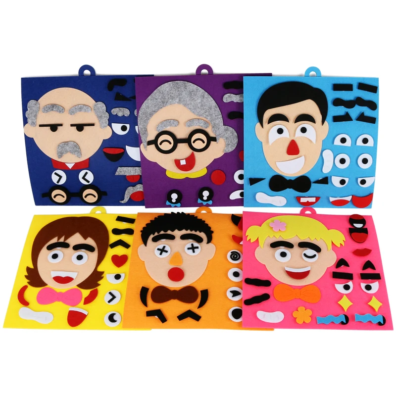 1 set of children's toys DIY mood change jigsaw puzzle recognition facial expressions learning toy children jigsaw teaching mate
