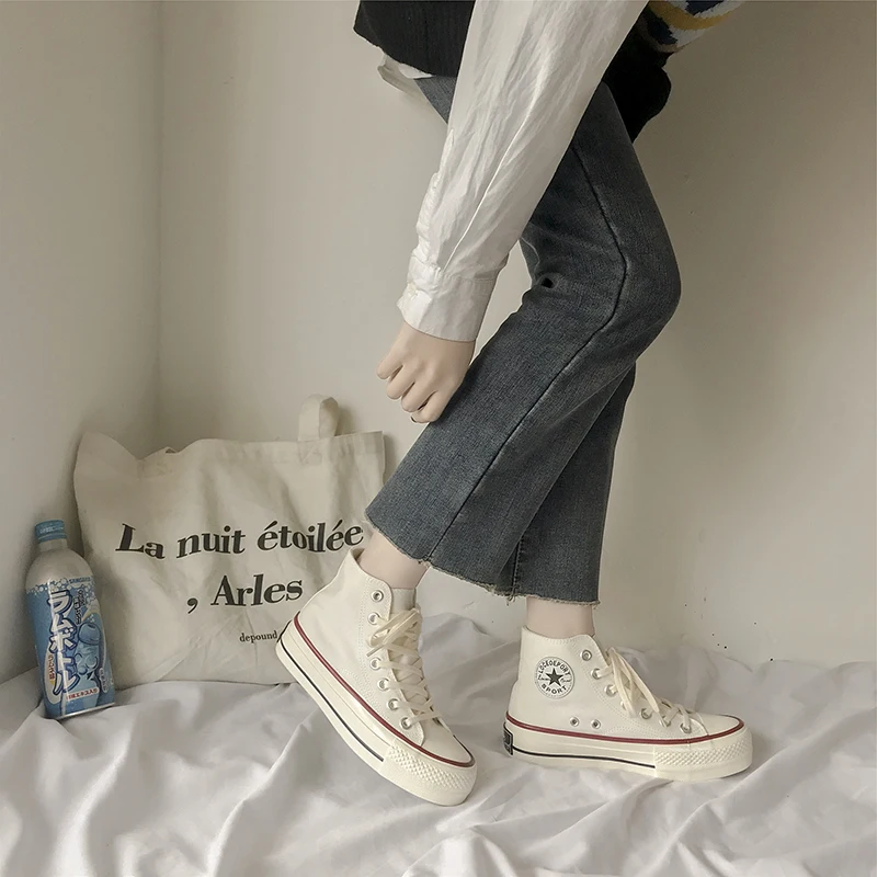 Классические женские парусиновые туфли высокого качества Новинка осени 2020