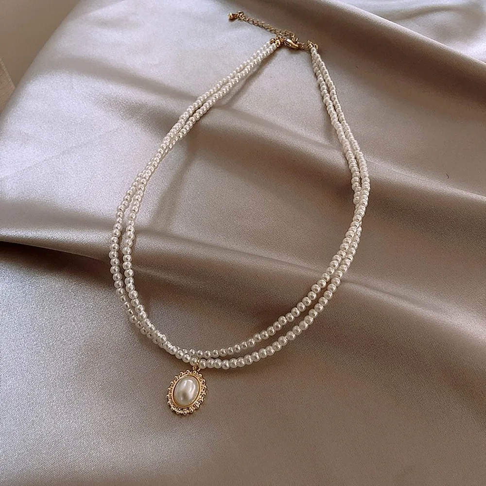 

Simple Natural Freshwater Small Pearl Pendant Necklace Clavicle Chain Sweater Chain Women 2020 New Wedding Fashion Jewelry