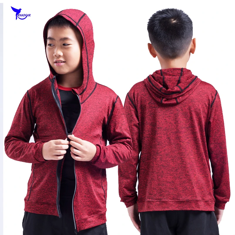 

Kids Sports Hooded Running Jackets Autumn Winter Boys Gym Fitness Elastic Sweatshirts Reflective Zipper Quick Dry Sport Hoodies