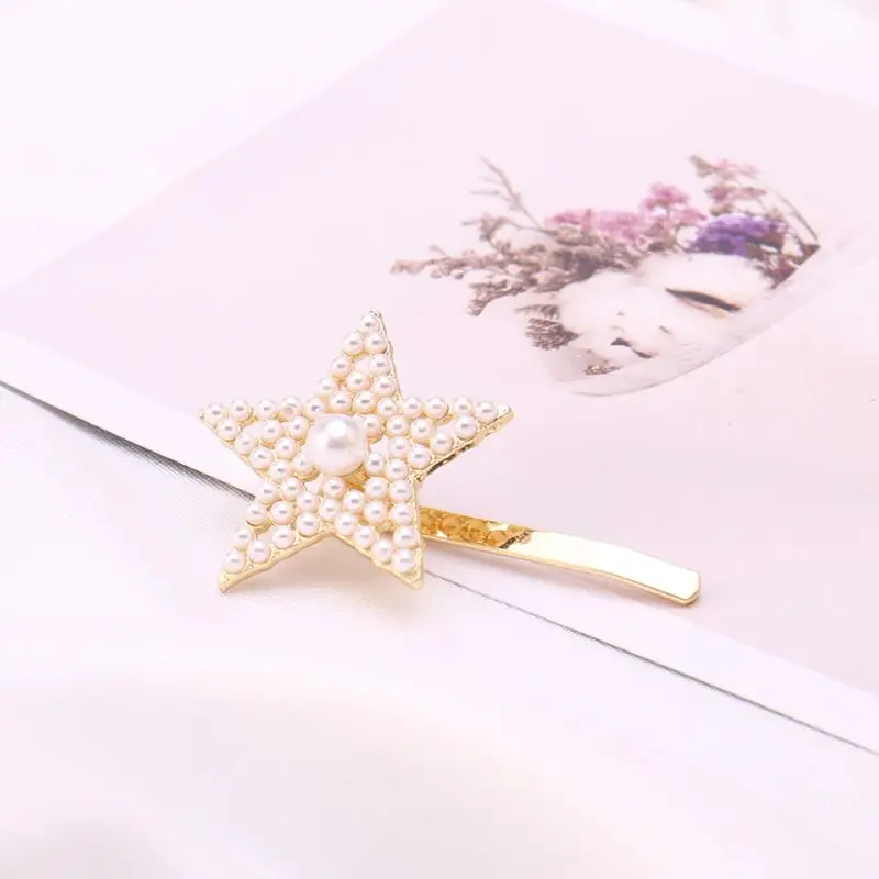 Женская металлическая заколка для волос в форме сердца имитация жемчуга хвоста |