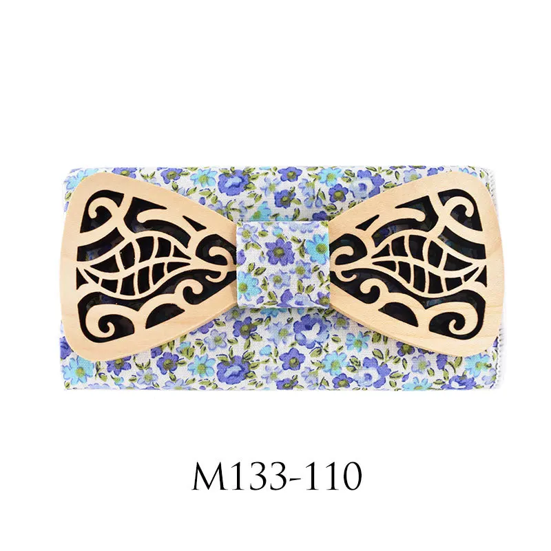 

Sitonjwly Leisure Wood Bow Tie Mens Wooden Bow Ties Hankies Set Women Butterfly Business Shirt Cravat Ties Handkercheif Set
