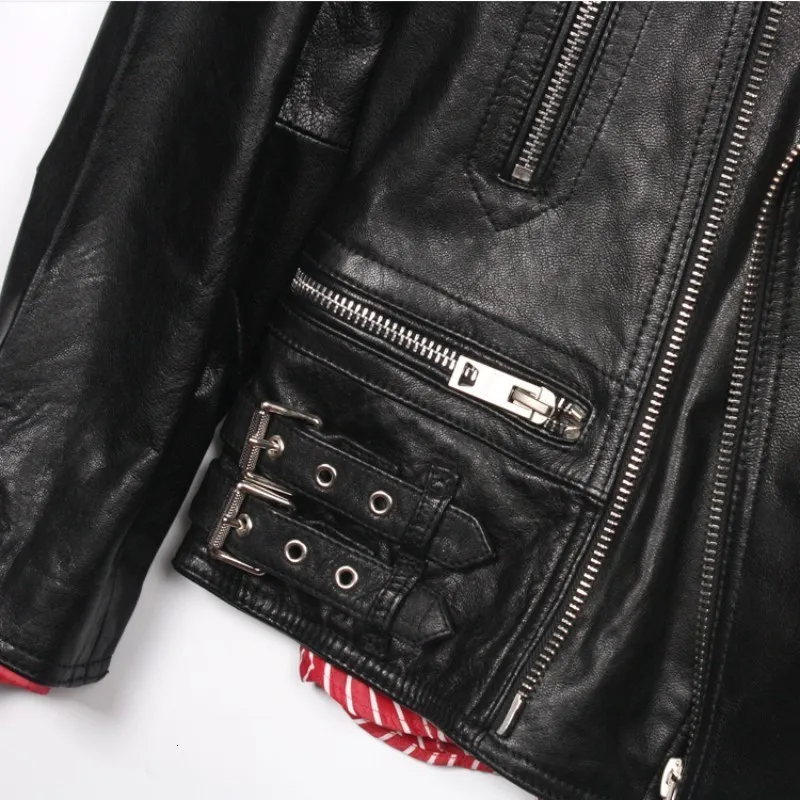 Мужская мотоциклетная куртка из натуральной кожи черная теплая ветровка с