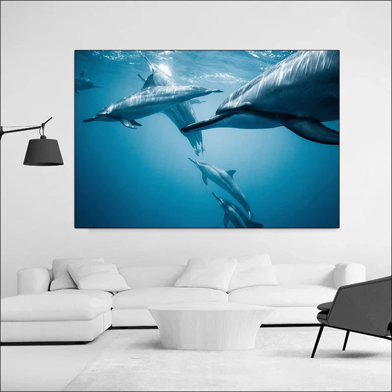 Морской пейзаж подводный мир дайвинг дельфин органический океан скандинавские