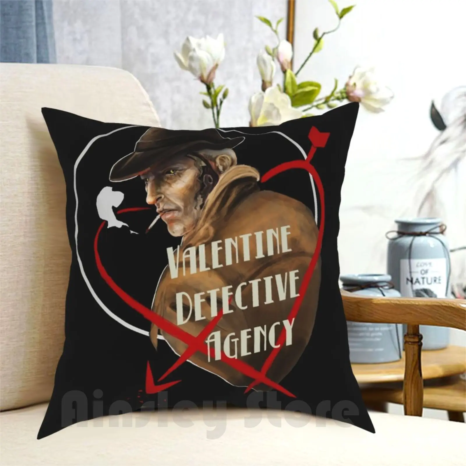 

Valentine Detective Agency Pillow Case Printed Home Soft Throw Pillow 4 Nick Valentine Bethesda Video Games Synth