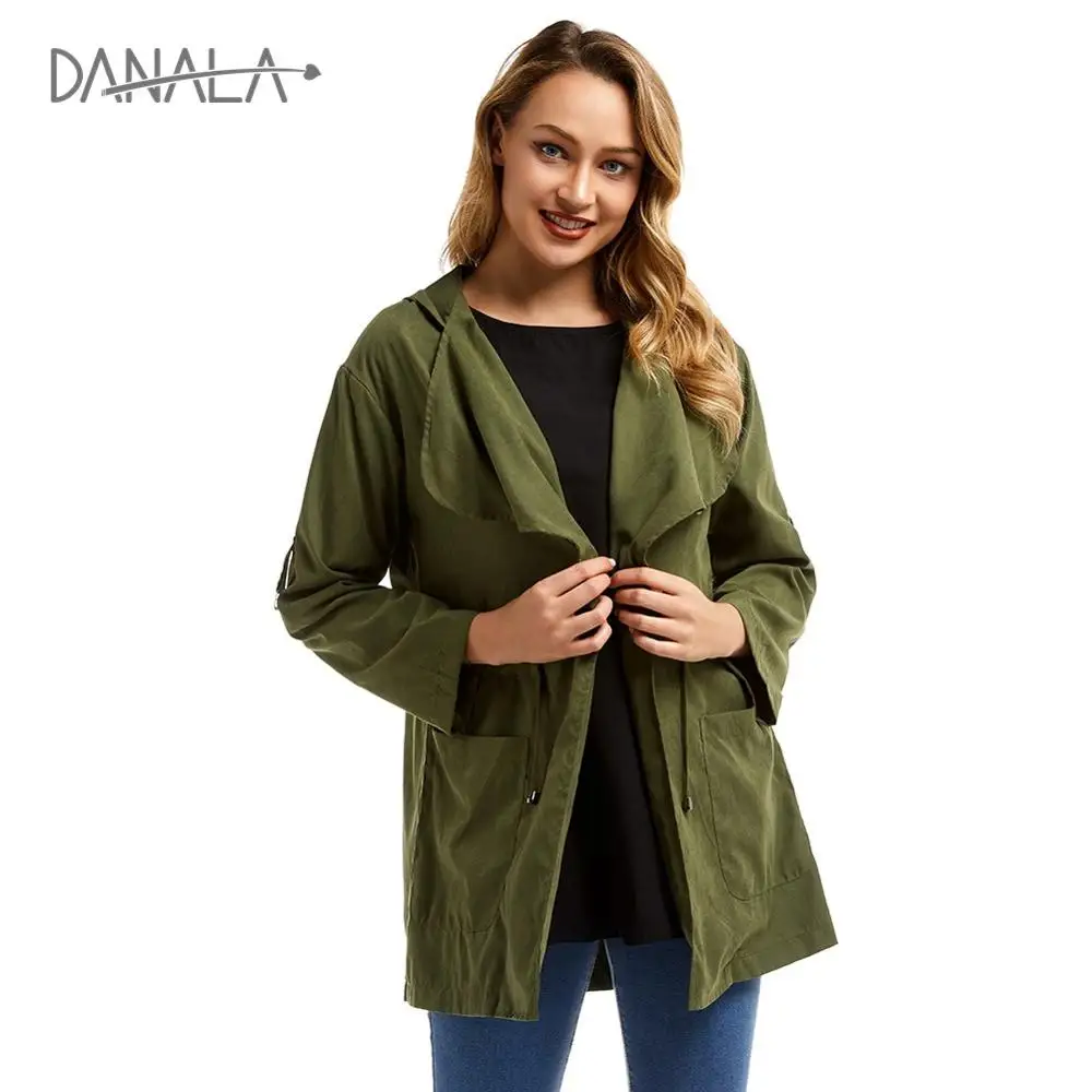 DANALA 2019 модная куртка с капюшоном для женщин новое пальто большим карманом и