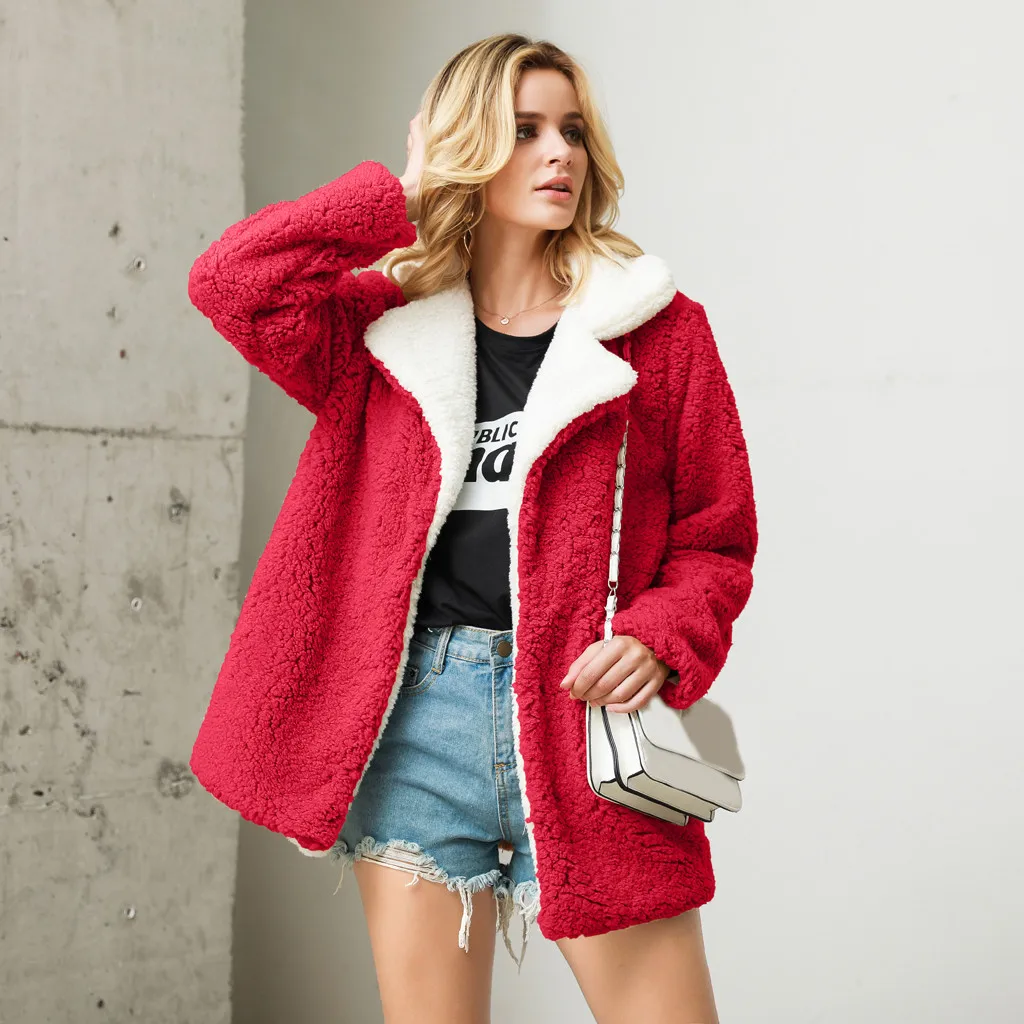 Элегантное пальто из искусственного меха для женщин 2019 осень зима теплая мягкая