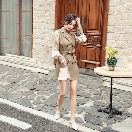 Новое весеннее корейское модное платье с длинными рукавами приталенная юбка