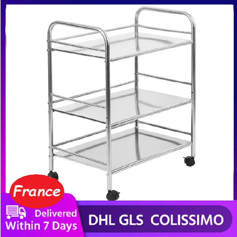 3 уровня съемный нержавеющая стальные тележки колесные стеллаж для хранения с