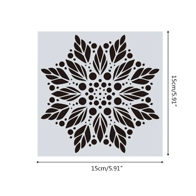 

G92E 16pcs/set Mandala Stencils DIY Drawing Template Wall Painting for Wood Tiles Rock Home Decoration 15x15cm