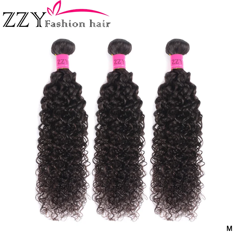 ZZY Fashion hair Mongolian Kinky Curly Hair 3 Bundles Natural Color Non-Remy Human Hair Weave Bundles Extensions 8-26 Inches
