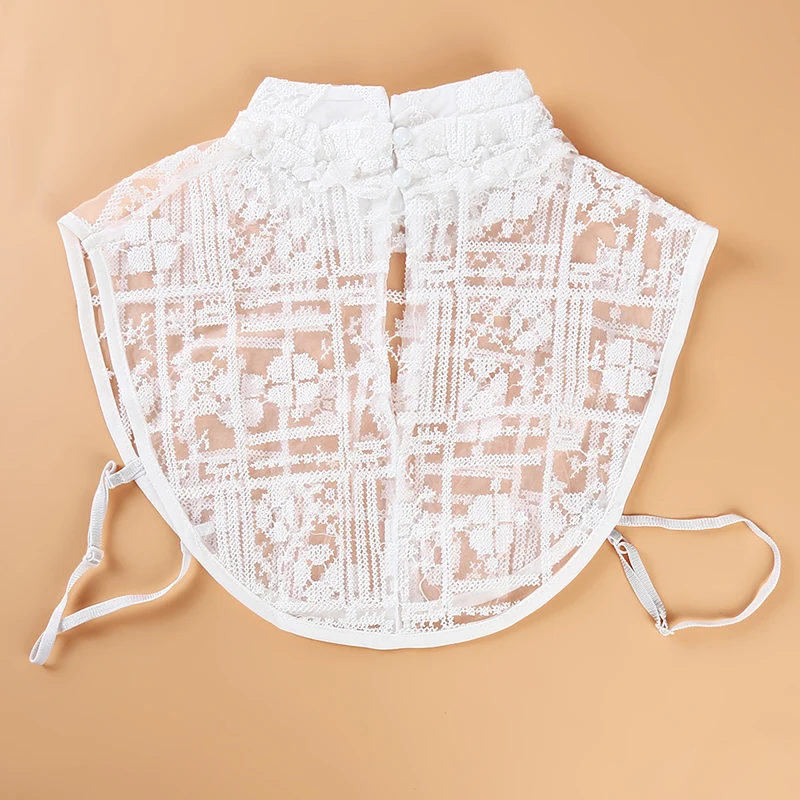 Рубашка с имитацией воротника белая кружевная маленькая блузка отстегивающимся