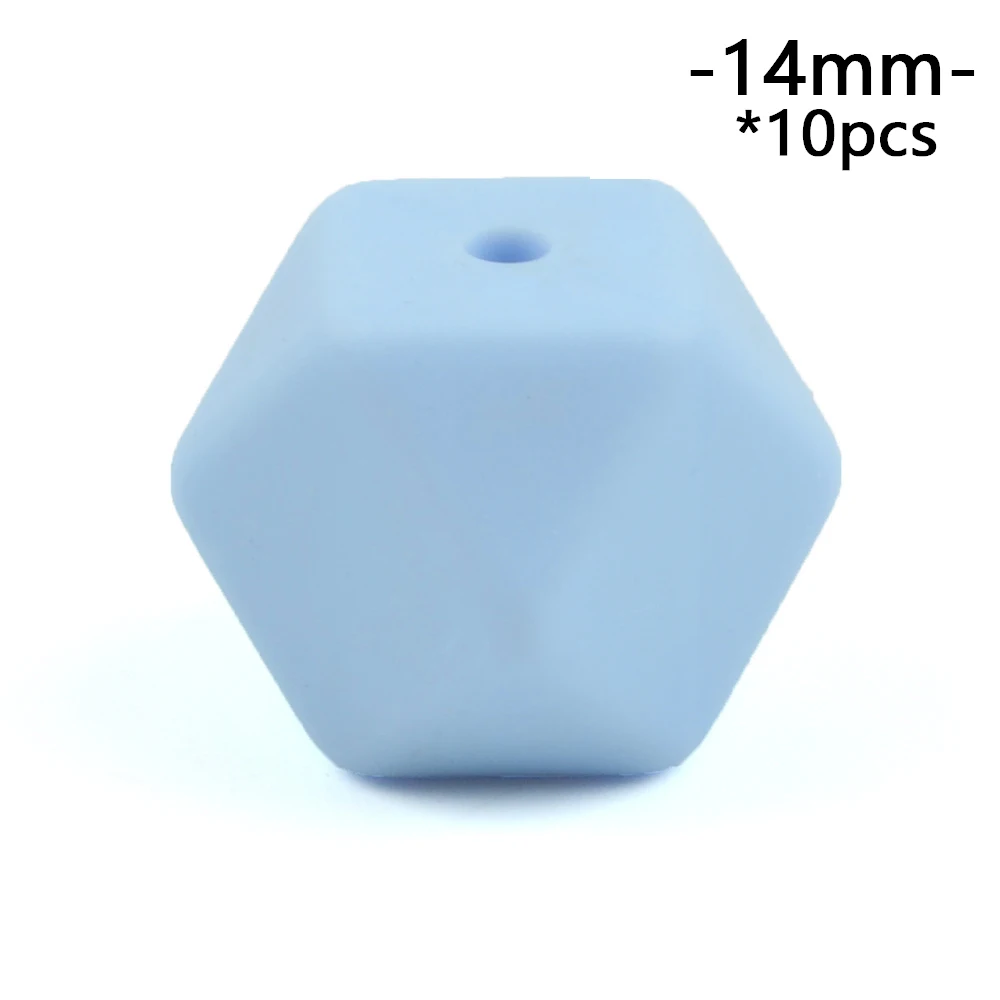 pastel blue Lofca10 шт 14 мм Мини шестигранные силиконовые бусины Детские Прорезыватели BPA бесплатно DIY ожерелье соска цепь Детские Прорезыватели уход за младенцем - Цвет: pastel blue