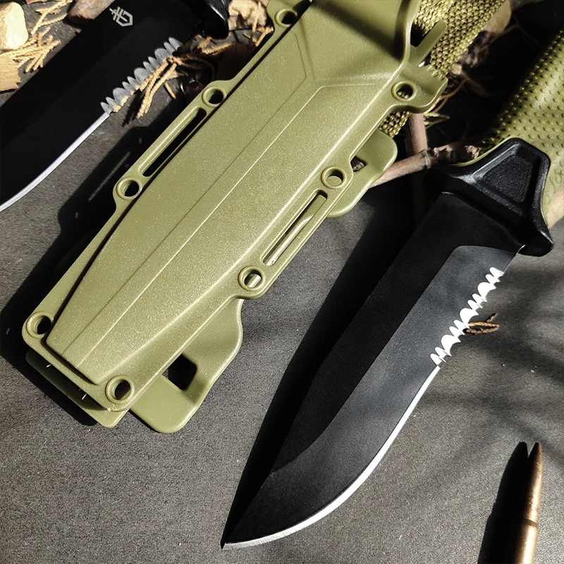 Черный и зеленый фиксированный нож кемпинг охотничий Военный рукоятка из АБС 12C27
