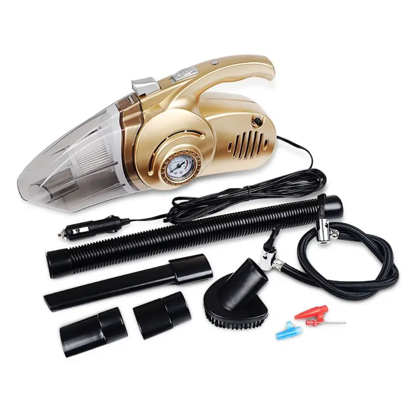 

4-in-1 Car Vacuum Cleaner Wet and Dry Duster Auto Care with Tire Pressure Gauge & Air Pump Inflator Lighting and Dust Function