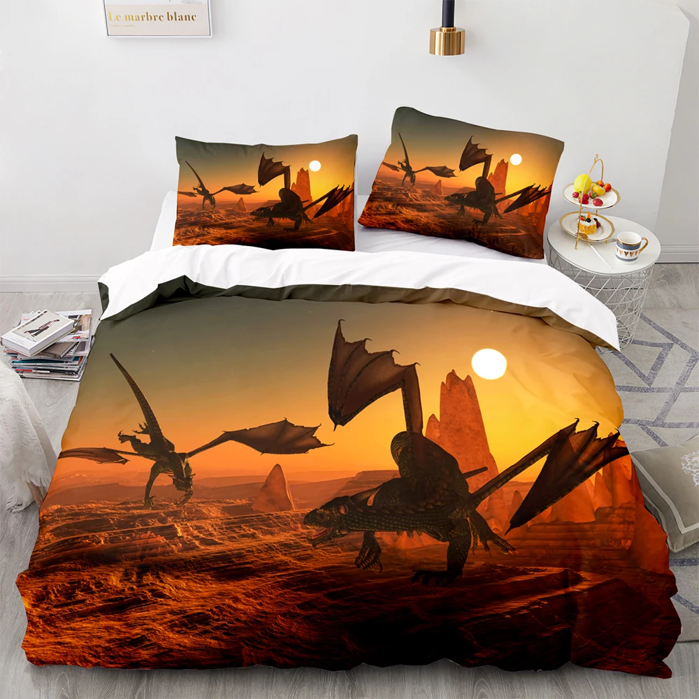 

Dinosaurs And Sunset Ocean Pattern Bedding Set,228228 Duvet Cover Set With Pillowcase, 260220 Quilt Cover, Blanket Cover