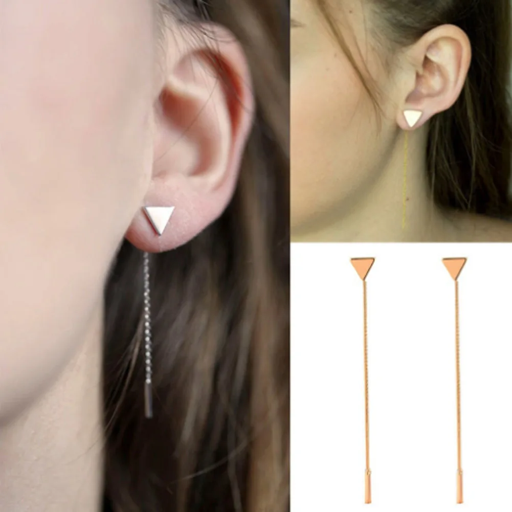 Модная новинка простая Длинная цепочка Ушная проволока треугольник