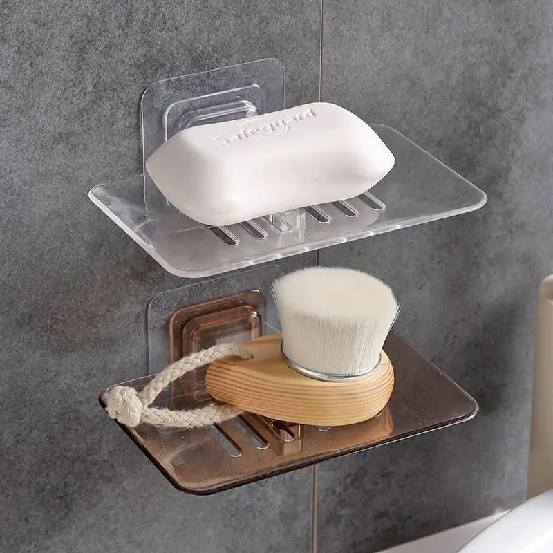 

Soap Dishes Drain Wall Mounted Soap Sponge Holder Storage Rack Bathroom Organizer Soap Draining Holder Kitchen Hanging Soap Box