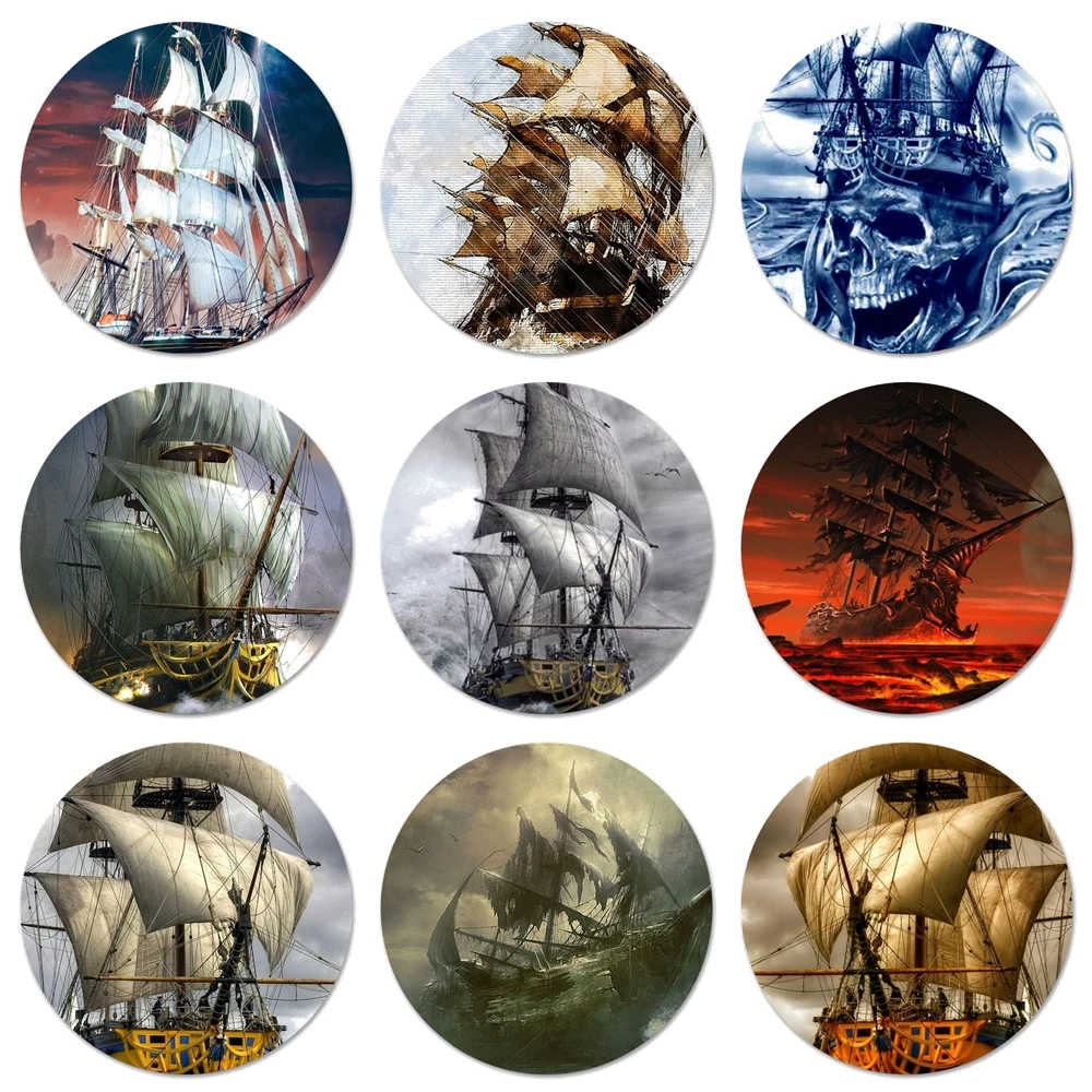 Пиратский корабль Парусный мачта лодка море значок значки металлические для
